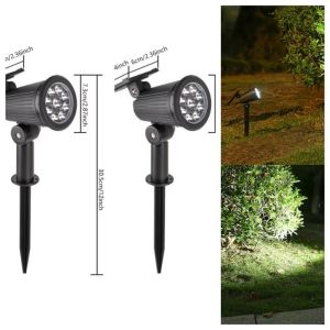 (Local Stock) HLINKEY 2Pcs Outdoor Solar Spotlight 9 LED High Brightness IP65 Waterproof Adjustable Garden Light Auto On Off Night Security Lamp For Patio Yard