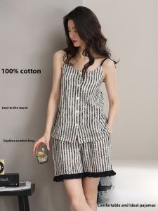 MiiOW | Pure Cotton Womens Sleepwear With Chest Pad Home Wear Summer Outdoor Wearable Short Pants Home Clothes Set Catman Brand