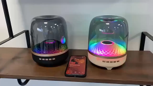 Portable Wireless speaker with color lighting 360 ° surroundsound wireless speaker desktop subwoofer glass Bluetooth