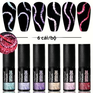 Bộ 6 Sơn Móng Tay Dạng Gel Lấp Lánh Không Cồn Dùng Cho Làm Móng Tại Nhà Và Tại Các Tiệm Chuyên Nghiệp Chất Lượng Chuyên Nghiệp Gốc Acrylic Copolymer Mỗi Chai 5ml