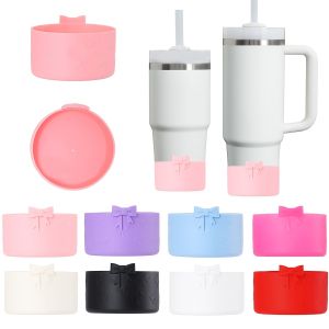 Silicone Cup Boot for 40oz Tumbler Water Bottle Protective Bottom Sleeves Non-Slip Cup Sleeve Bow Straw Cap Sleeve Cover