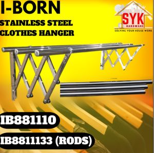 SYK i Born IB881110 Stainless Steel Rods Clothes Hanger Wall Mounted Clothes Drying Hanger Penyidai Baju