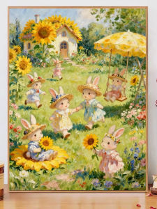 Jigsaw Puzzle 500 1000 1200 2000pcs Cute Rabbit Holding Sunflower For Kids Birthday Stress Relief Puzzle Fun Present