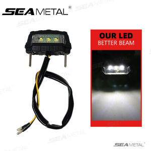 SEAMETAL Motorcycle License Plate LED Light 12V Universal Mini Moto Tail Lamps Brake Number Plate Indicator Motorbike Rear Light