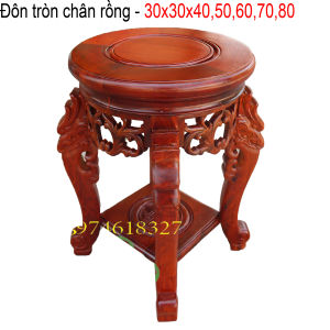 Đôn chân rông gỗ gụ bày đồ trang trí kê tượng mặt 32cm