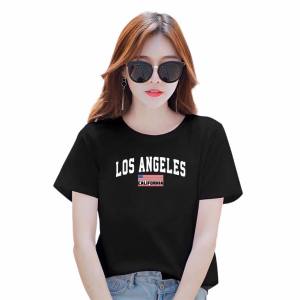 Áo phông nữ form rộng cổ tròn MXM in chữ cotton 4 chiều - ANU104