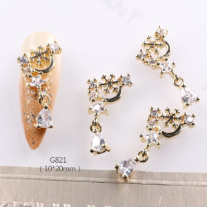 Cute Christmas Crystal Bell Deer Flower Ring Nail Decoration Butterfly Knot Pendant Festive Nail Art Accessories Chinese Brand