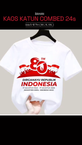 Baju 17 Agustus Anak Umur 5 - 12 Tahun Tung-Tung Merdeka Kids Blus Katun Combed 24s Aplikasi Sablon M L XL XXL Kaos Agustusan Anak Viral Kekinian Warna Merah Putih Blouse Hut RI Ke 80