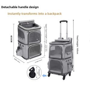 ZHUOLESHI | Double-layer Pet Stroller High-capacity Breathable Detachable 2 Small Dogs