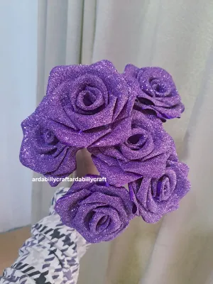 Bunga satin free gliter dan tusukan