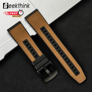 GEEKTHINK 22mm Universal Silicone+Leather Watch Strap