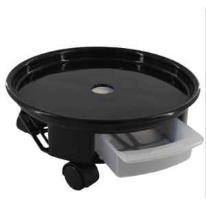 Round potted plant rack with wheel planter support tray tray water  diameter white/black