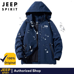 Jeep Spirit สีทึบแจ็คเก็ตกันน้ำทนทานต่อการฉีกขาดสำหรับฤดูใบไม้ผลิและฤดูใบไม้ร่วงใหม่กลางแจ้งชั้นเดียวสูทปีนเขาแบบบางกันลมและระบายอากาศได้แจ็คเก็ตเสื้อฝนคู่เสื้อโค้ทลำลอง