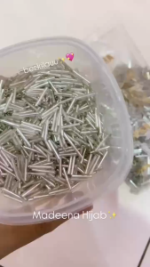 Manik Payet Bambu 1 pon 450gram Panjang 12 Cm Semi Jepang / Mote Payet Batang Patah Silver 12mm