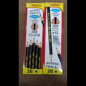 【1BOX=12PCS ! ! !】Nikki / Flexico 2B Writing Pencil / 2B Pensel Menulis (Tri Grip / Hexagon) (Black)