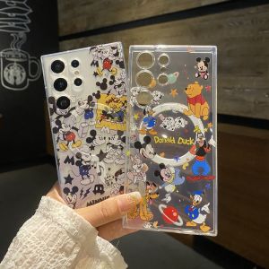 Cute Cartoon Winnie the Pooh Mickey Minnie with Magnetic Function Shockproof Cases for Samsung S24Ultra S23Ultra Winnie.Pooh Phone Case for Galaxy S24 S22 S21 Note20 Ultra Plus S23 FE Mickey.Minnie CellPhone Cover for S24Plus S23Plus