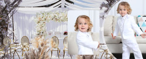 Christening Outfit Baby Boy Formal Attire for Kids Boys White Baptismal Suit with Hat Infant Wedding Ring Bearer Tuxedo Birthday Theme Party Long Sleeved 5 Pieces