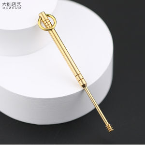 Handmade Pure Copper 360 Degrees Rotate Ear Pick Creative Brass Key Buckle Carry-on Pendant Mining Ear Spoon Tools