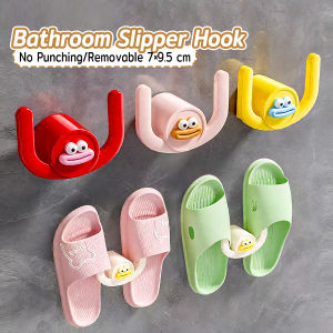 Vacaka 1PC Bathroom Slipper Hook Wall-Mounted Paste Shoe Storage Rack No Punching Hanging Coat Hangers