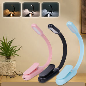 USB ชาร์จ Mini LED Book Night Clip-on 3 ความสว่างปรับ Tricolor อ่านหนังสือโคมไฟสําหรับเดินทางห้องนอนหอพัก