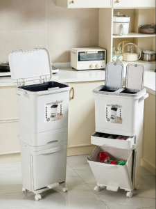 MMZECE | Wet and Dry Separation Classification Kitchen Trash Can Large Capacity