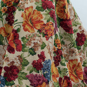 Handmade DIY Floral Embroidered Fabric Sofa Cover Dress Pillowcase Clothing Designer Material Winter Thick Home Textile