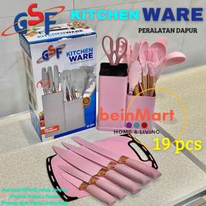 KITCHENWARE Sepatula Silicon Peralatan Dapur Utensil Peralatan Masak 1 Set 19 Pcs Serbaguna Anti Lengket Tahan Panas GSF 212