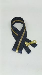 Resleting Zipper YKK 25 cm Atau 10 inch Type Gigi Besi Warna Hitam - Gold Emas Slider Oval Model Set Open End Buka Lepas Harga Per Biji