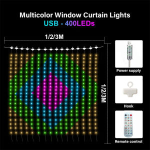 400 LED Smart Curtain Lights String Lights with App Remote Control Music Sync Christmas Curtain String Outdoor Fairy Lights