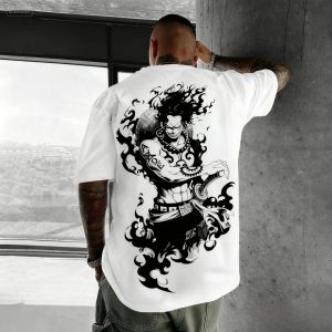 เสื้อยืดลายอนิเมะวันพีซฤดูร้อน ผู้ชาย ผู้หญิง ทรงหลวม สไตล์สตรีทแวร์ แขนสั้น เสื้อยืดลำลอง ทันสมัย พิมพ์ลายการ์ตูน เสื้อผ้า Y2k