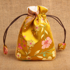 Chinese Style Elegant Floral Bouquet Mini Storage Bag Thickened Velvet Jewelry Pouch Fashionable Accessory Organizer