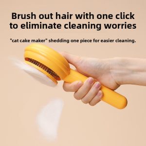 Pet Grooming Brush Cat Dog Hair Removal Tool Anti-Loss Fur Brush Cat De-Fuzzing Brush round Head Handle Normal Size Universal Use