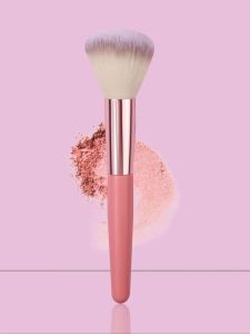 Pink wooden-handled makeup brush super soft bristle loose powder blush brush contour brush portable multi-purpose makeup tool
