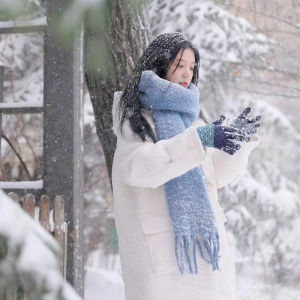 Korean Style Winter Thick Long Plush Scarf Womens Fashionable Warm Pure Color Large Size Mens Trendy Neck Warmer Scarf