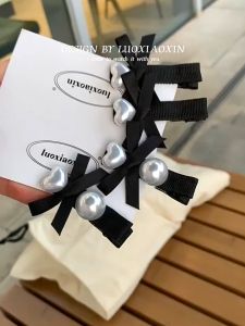 Pinapple กิ๊บติดผมสีดำ โบว์มุก กิ๊บหน้าม้า เครื่องประดับผมอเนกประสงค์สำหรับผู้หญิง