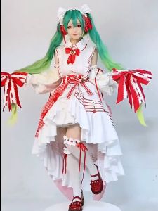 Hatsune Miku Cosplay 15th Anniversary Figure Strawberry Cosplay Costume Lovely Lolita Dress Women Halloween Uniform