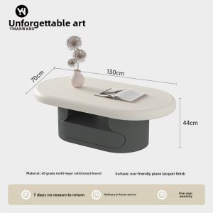 YINANWANG | Minimalist Trendy Coffee Table Solid Wood Oval