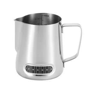 304 Stainless Steel Milk Frothing Pitcher With Temperature Display Coffee Latte Art Jar Precision Spout Coffee Latte Art Tools