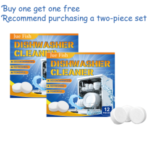 Jue Fish 12Pcs Dishwasher Cleaner Tablets - Powerful Degreasing Anti-Limescale - Household Dishwashing Tablets for Clean Dishes