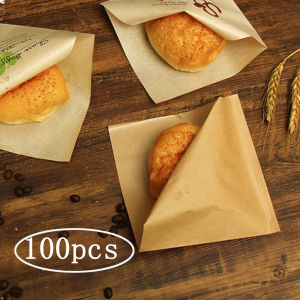 100pcs Triangle Oil-Proof Paper Bag Sandwich Paper Wrap Disposable Food Packing Paper Greaseproof Paper Bag For Kitchen