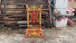 Ngai Thờ Gia Tiên Cột Rồng Song Long Gỗ Mít