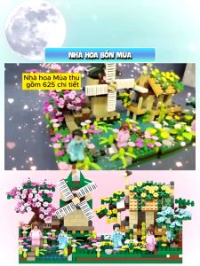 Đồ chơi lắp ráp Nhà Hoa Bốn Mùa Xuân Hạ Thu Đông 600 Chi Tiết kèm nhân vật
