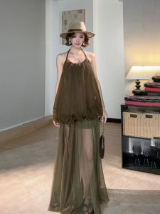 SUSIEYUAN | Summer Off-the-shoulder Halter Dress Set