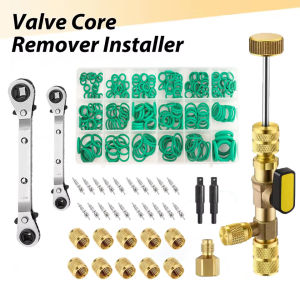 Valve Core Remover Installer Kitwith Dual Size 1/4 and 5/16 Ports for R12R22R32R404R407R410 R404 A/C Air Condition System