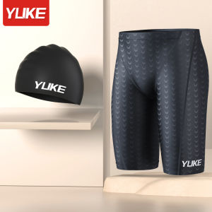 Quần Bơi Nam Five-Point Professional Anti-Embarrassment Large Size Swimming Equipment Hot Spring Mens Swimsuit Cap Goggles Three-Piece Set