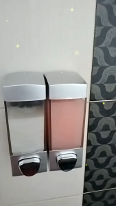 RakanKu Malaysia Single Double Head Liquid Soap Dispenser Wall-mounted Bathroom Liquid Container 350ml Bathroom Soap Shampoo Box Sanitizer Dispenser Lotion Liquid Pump 71