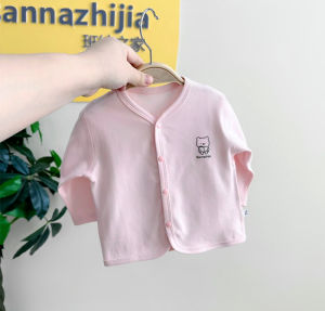 Newborn Pure Cotton Baby Clothes Spring and Autumn Wear Boneless Cardigan Baby Open Button Base Shirt Infant Long-Sleeved T-shirt