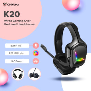Onikuma K20 Gaming Headset RGB Backlight Over the Ear Headphone 3.5mm Wired Earphone Headsets With Mic Over Ear Stereo fone gamer Earphones For PS5 casque PS4 Xbox One Games