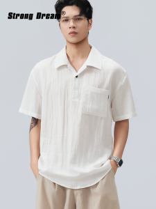 Cooling Tencel Linen Mens Short Sleeve Polo Shirt