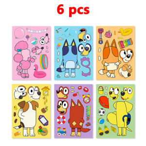 Bluey And Bingo Dog Cartoon Anime Stickers 6/12/18pcs Face Patchwork DIY Decoration Stickers Children Puzzle Education Toys
